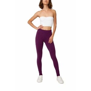 Hue Mid Rise‎ Tech Pocket Leggings Grape Vine Purple Size L Stretch